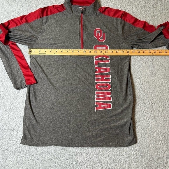 Oklahoma Sooners Top Mens Small Gray 1/4 Zip Long Sleeve High Neck NCAA - Picture 4 of 8